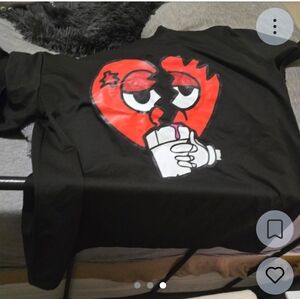 American Apparel Black Tee with Red Graphic Heart and White Cup